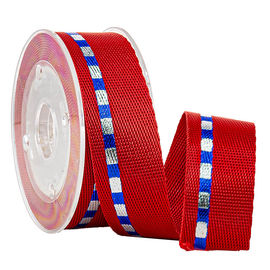 Plata de la hoja de los accesorios de los zapatos de los deportes y oro azul cinta tejida nilón de 19 milímetros