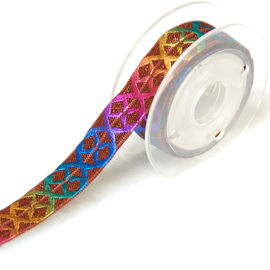 Cinta elástica para los lazos del pelo, cinta elástico plana del oro colorido del arco iris del embalaje de regalos