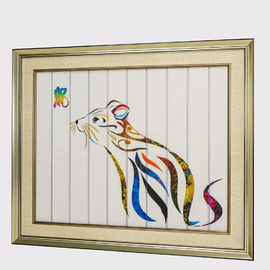 Arte decorativo enmarcado zodiaco chino de la pared del tapiz del hotel de la pintura de la cinta de la decoración del hogar de la rata de los animales del arte doce