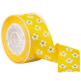 Blanco y cinta grosgrain impresa aduana de la flor del oro para el empaquetado cosmético