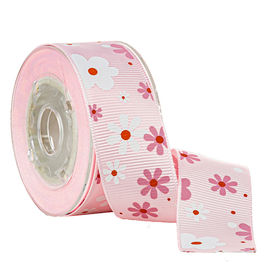 Flor de la pantalla de la tinta de 2 colores impresa en el embalaje rosado de las cajas de torta de la cinta grosgrain