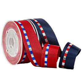 Plata de la hoja de los accesorios de los zapatos de los deportes y oro azul cinta tejida nilón de 19 milímetros